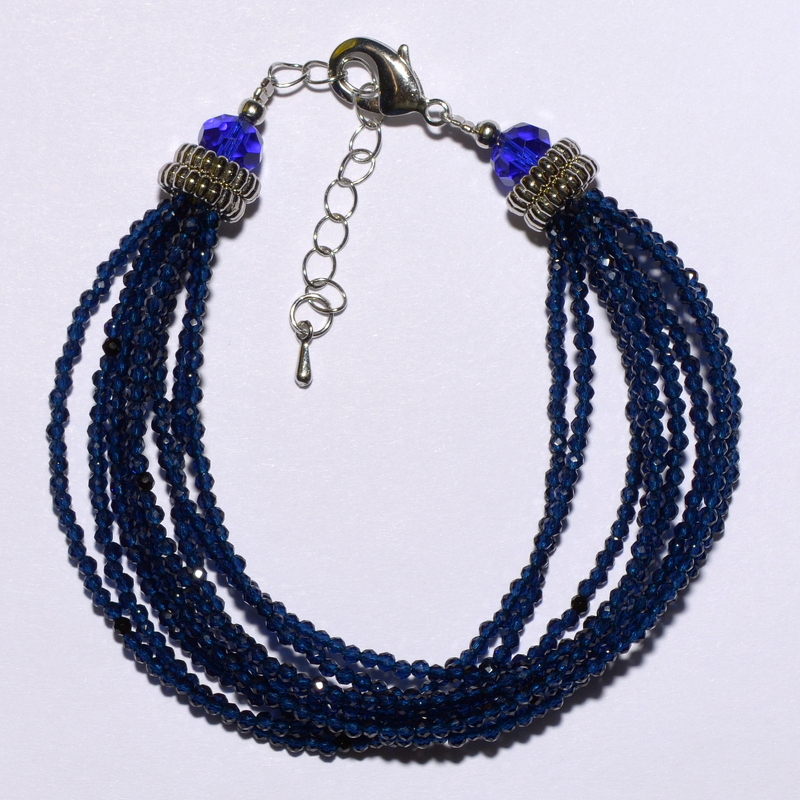 Шпинель 132 браслет сапфировая 9 рядов шар грань 2