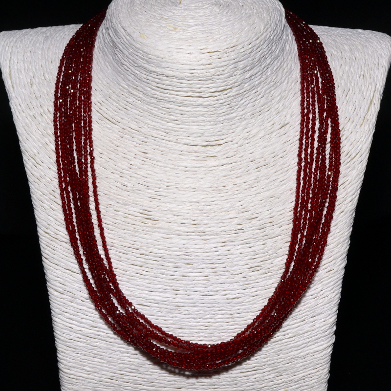 Шпинель 133 бусы гранатовая 9 рядов шар грань 2мм,