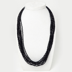 Шпинель 135 бусы чёрная 9 рядов шар грань 2мм, обл