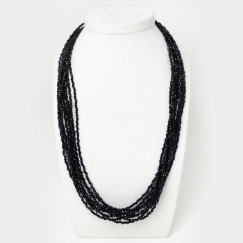 Шпинель 135 бусы чёрная 9 рядов шар грань 2мм, обл