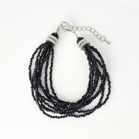 Шпинель 136 браслет чёрная 9 рядов шар грань 2мм,