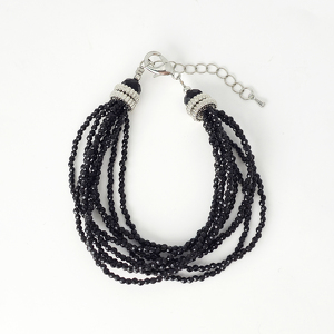 Шпинель 136 браслет чёрная 9 рядов шар грань 2мм,