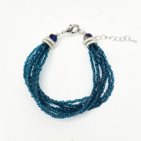 Шпинель 140 браслет цвет параиба 9 рядов шар грань