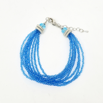 Шпинель 144 браслет цвет голубой топаз 9 рядов шар