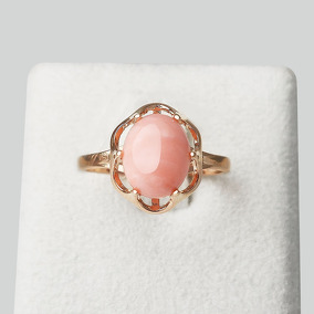 Серебряное кольцо с кораллом в золочении